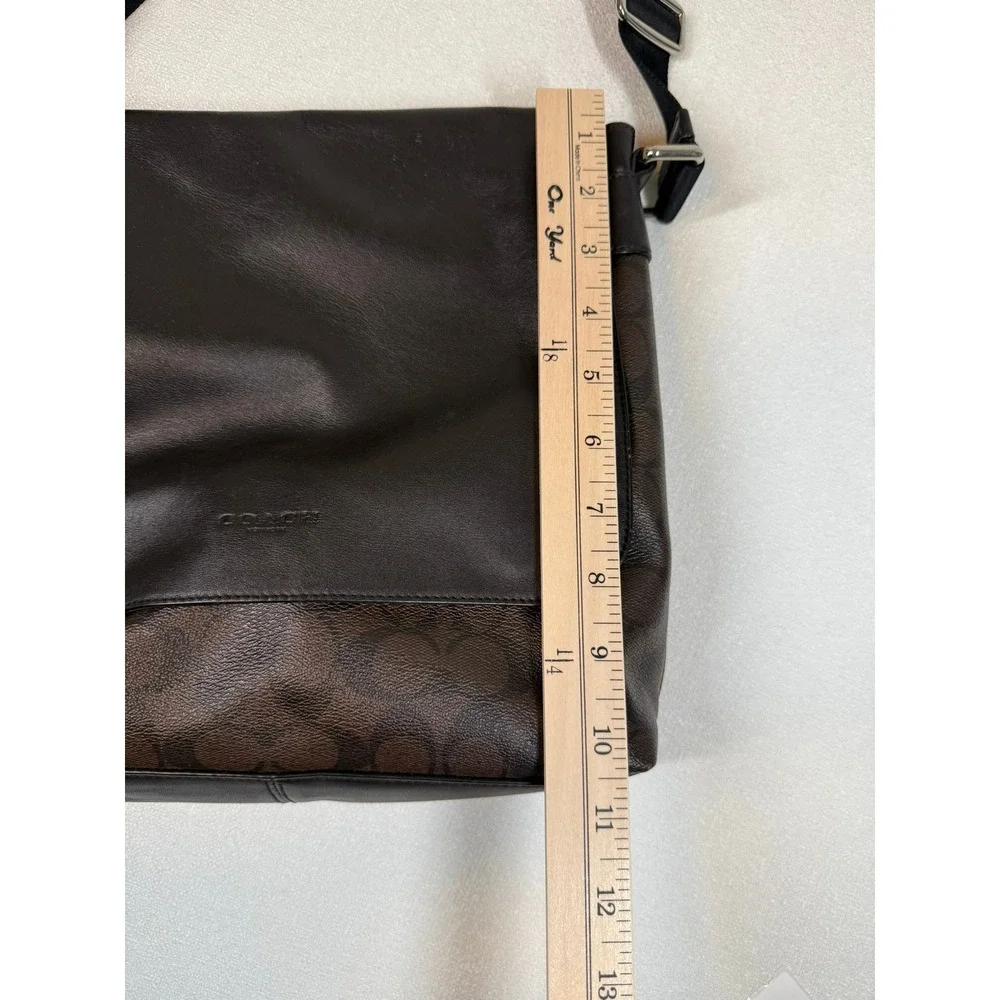Coach F54771 Mens Charles Small Messenger Bag Black with Brown Signature Leather - Picture 7 of 11